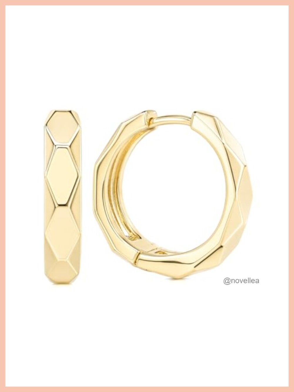 14K Gold Diamond-Cut Textured Chunky Small Huggie Hoop Earrings 20mm